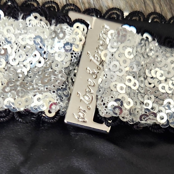 New!For Love And Lemon Sequin‎ Silver High Waisted Panty - Picture 9 of 11